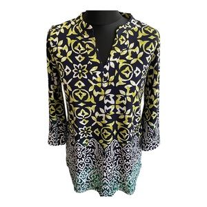 SUSAN GRAVER XSP WOMEN'S LIQUID KNIT SPLIT NECK TUNIC TOP PETITE